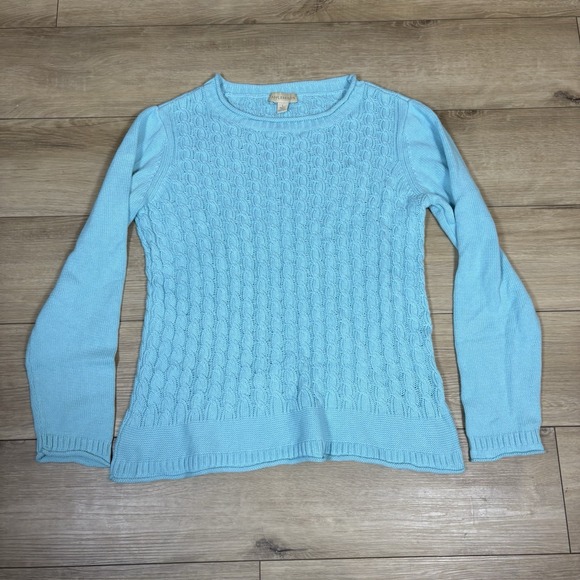Appleseed's Sweaters - Appleseeds 100% Cotton Size Large Loose Knit Light Blue Long Sleeve Sweater